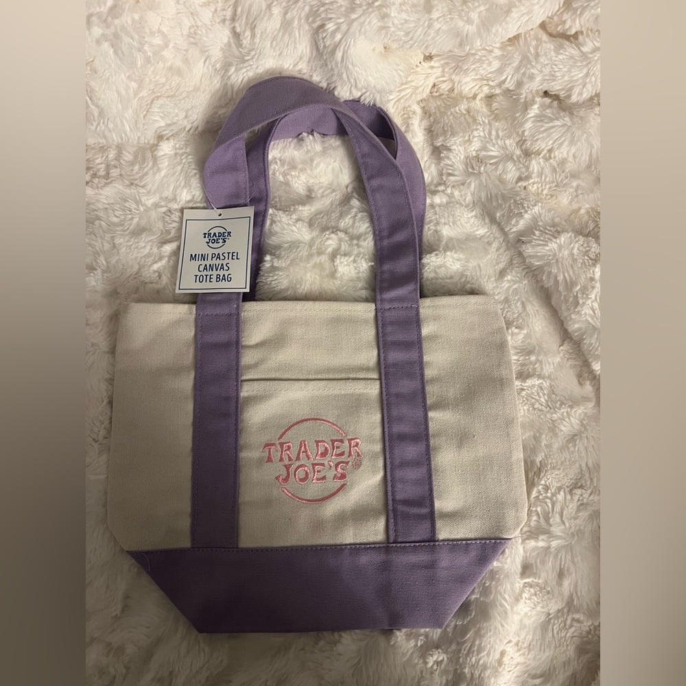 Purple and Cream Canvas Tote Bag